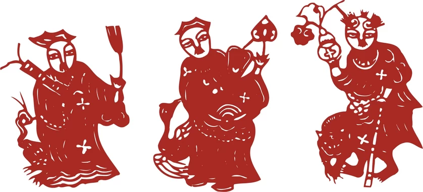 中国风中式传统喜庆民俗人物动物窗花剪纸插画边框AI矢量PNG素材【1486】